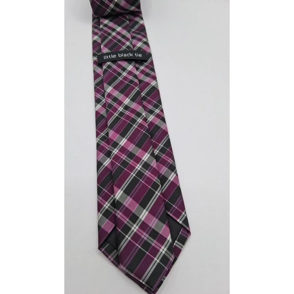Little Black Tie Purple Silver Gray Men's Neck Tie 100% Polyester